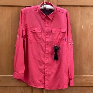 Columbia Sun Protection Long Sleeve James Bay Shirt Coral Sz L